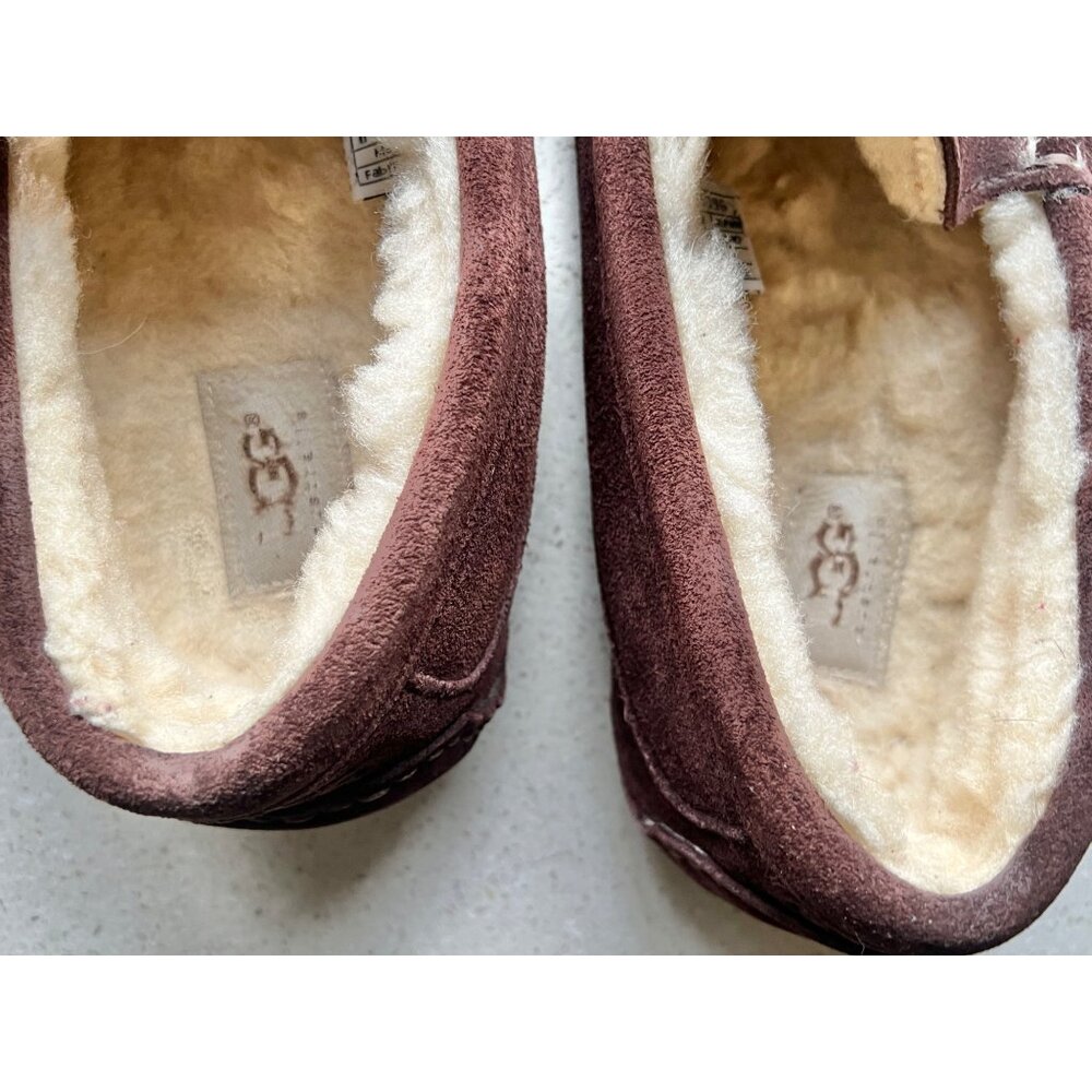 UGG Mens Size 11 Chestnut Suede & Lambs Wool Lined House Slippers - Picture 8 of 11